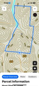 Topographical map of property with boundaries